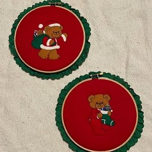 Set of two vintage embroidery hoops - vintage embroidery hoop -Christmas vintage